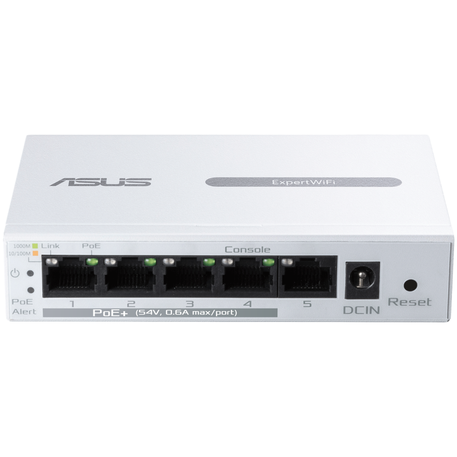 ASUS ExpertWiFi EBP15 5-portno GbE smart managed PoE  stikalo, 4 PoE  porti, 60W