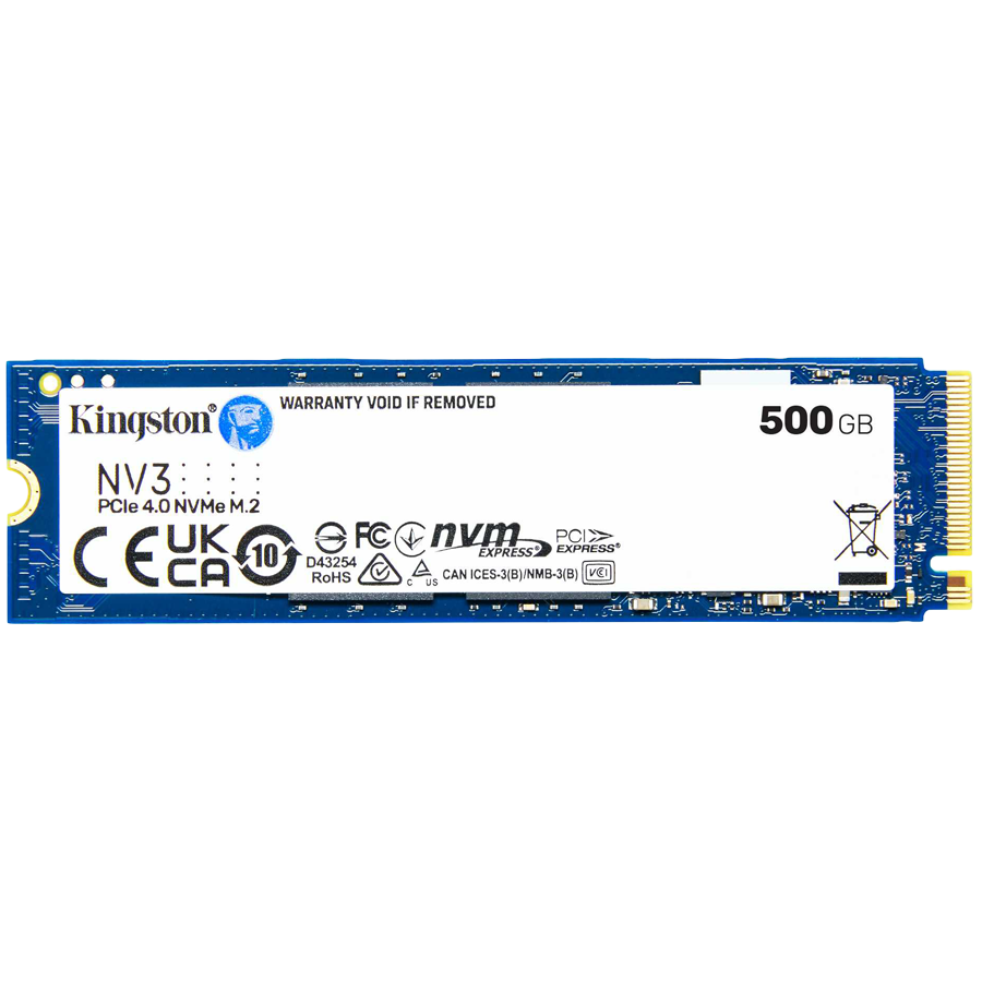 SSD|KINGSTON|NV3|500GB|M.2|PCIE|NVMe|3D NAND|Write speed 3000 MBytes/sec|Read speed 5000 MBytes/sec|TBW 160 TB|MTBF 200000 hours|SNV3S/500G