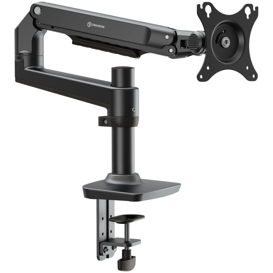 ONKRON Monitor desk mount for 17"-38" screens, up to 11 kg, with tilt, swivel, and rotation