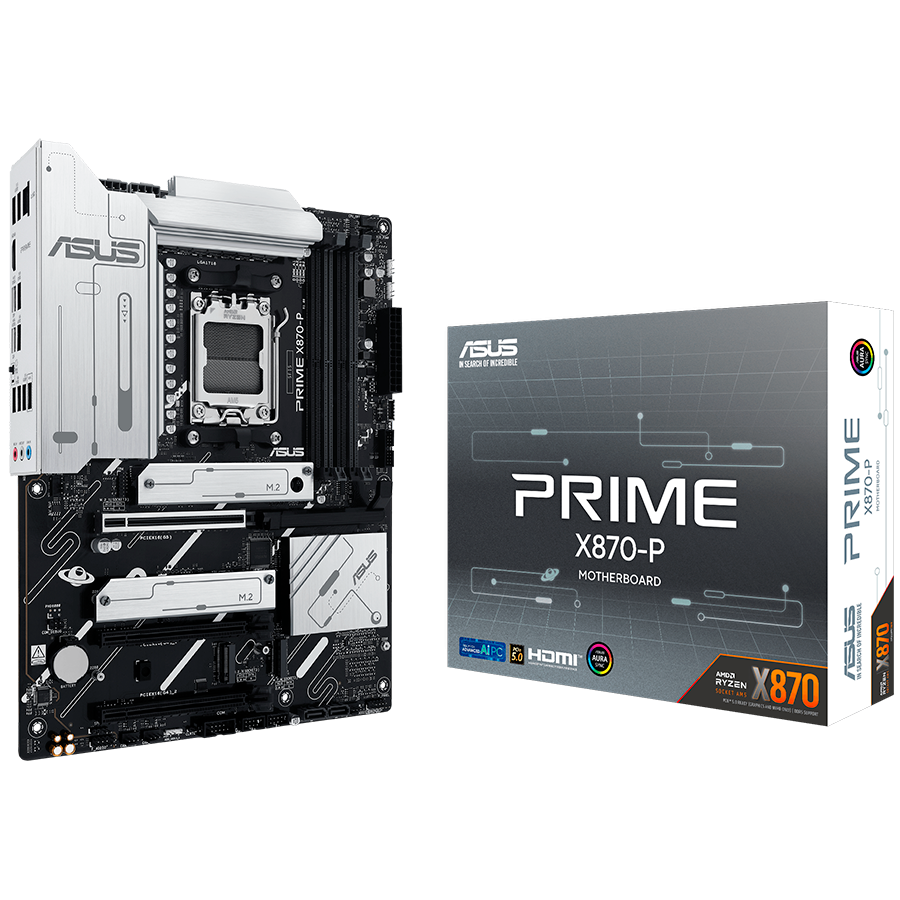 ASUS PRIME X870-P AM5 ATX osnovna plošča - AMD X870, 4xDDR5, 4xM.2, 2xSATA, 2.5Gb LAN, 1xHDMI, 2xUSB4 40Gbps porta (USB Type-C), Aura Sync