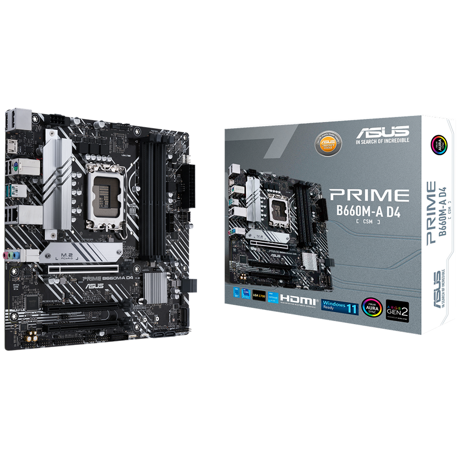 ASUS PRIME B660M-A D4-CSM LGA1700 mATX osnovna plošča - Intel B660, 4xDDR4, 2xM.2, 4xSATA, 1Gb LAN, 1xDP, 2xHDMI, ASUS Sync