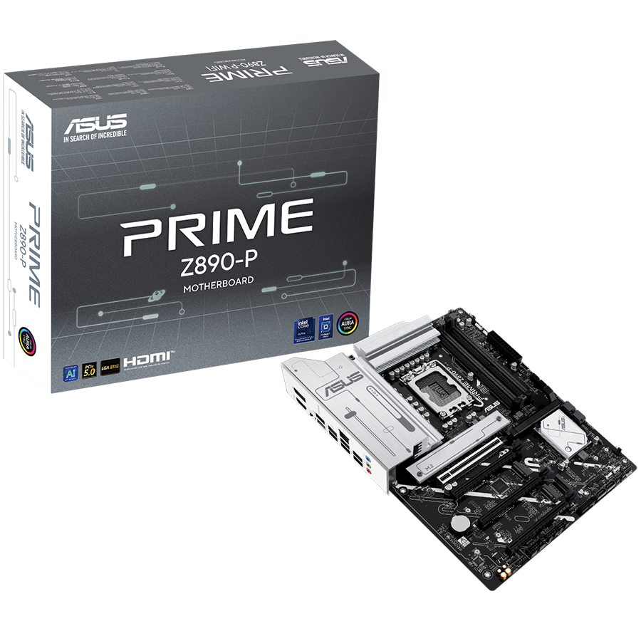 ASUS PRIME Z890-P LGA1851 ATX osnovna plošča - Intel Z890, 4xDDR5, 4xM.2, 4xSATA, 2.5Gb LAN, 1xDP, 1xHDMI, 1xUSB 20Gbps port (USB Type-C), Aura Sync