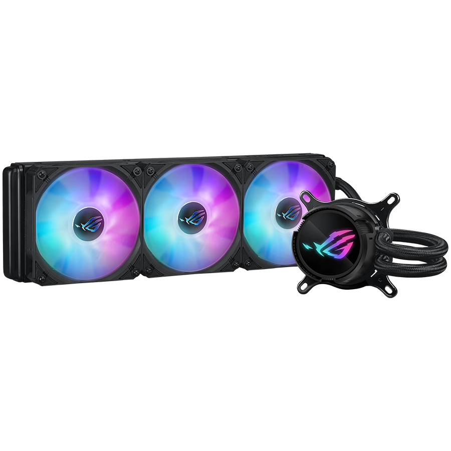 ASUS ROG Strix LC III 360 ARGB vodno hlajenje za procesor, trije 120mm ROG ARGB ventilatorji, Aura Sync