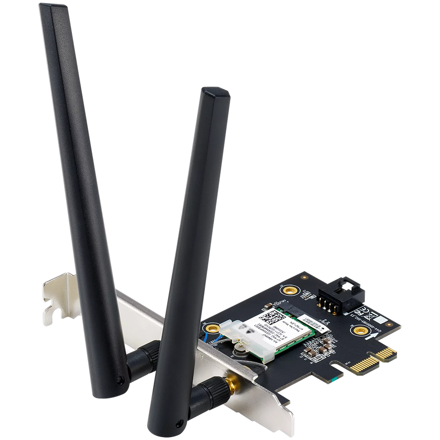 ASUS PCE-BE6500 Tri-Band WiFi 7 (802.11be), BT 5.4, 6GHz, 160MHz, 4096-QAM, WPA3, 2 zunanji anteni, PCIe mrežna kartica