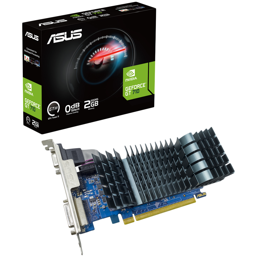 ASUS GeForce GT 710 2GB GDDR5 EVO (GT710-SL-2GD5-BRK-EVO) grafična kartica, nizek profil, PCIe 2.0, 1xD-SUB, 1xDVI-D, 1xHDMI 1.4b