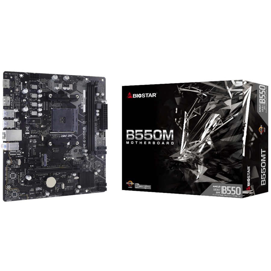 BIOSTAR MB AM4 B550 2 x DDR4 4 x SATA III 1 x M.2 1 x DP Port 1 x HDMI Port 1 x LAN port Micro ATX