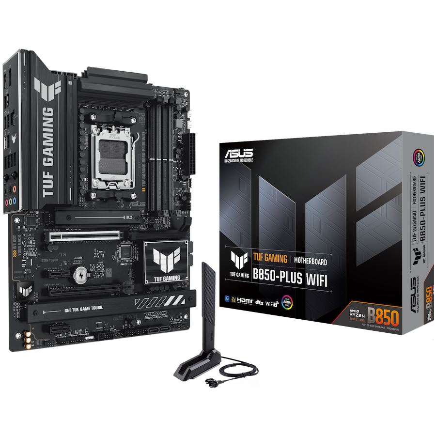 ASUS TUF GAMING B850-PLUS WIFI AM5 ATX osnovna plošča - AMD B850, 4xDDR5, 3xM.2, 4xSATA, 2.5Gb LAN, WiFi 7, BT, 1xDP, 1xHDMI, Aura Sync