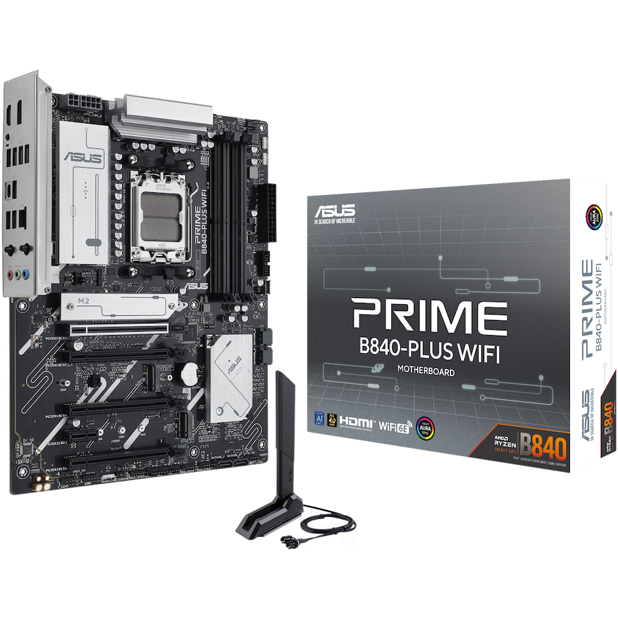 ASUS PRIME B840-PLUS WIFI AM5 ATX osnovna plošča - AMD B840, 4xDDR5, 3xM.2, 4xSATA, 2.5Gb LAN, WiFi 6E, BT, 1xDP, 1xHDMI, Aura Sync