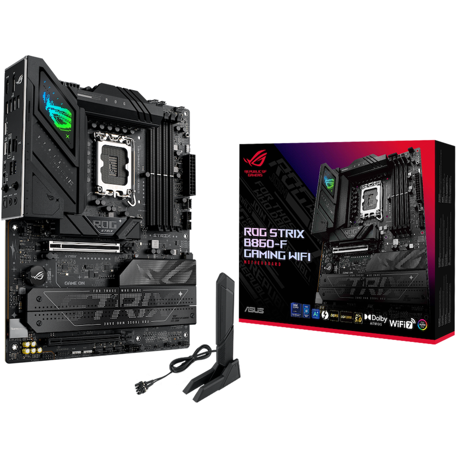 ASUS ROG STRIX B860-F GAMING WIFI LGA1851 ATX osnovna plošča - Intel B860, 4xDDR5, 4xM.2, 4xSATA, 2.5Gb LAN, WiFi 7, BT, 1xDP, 1xHDMI, 1xTB4 porta (USB Type-C), Aura Sync