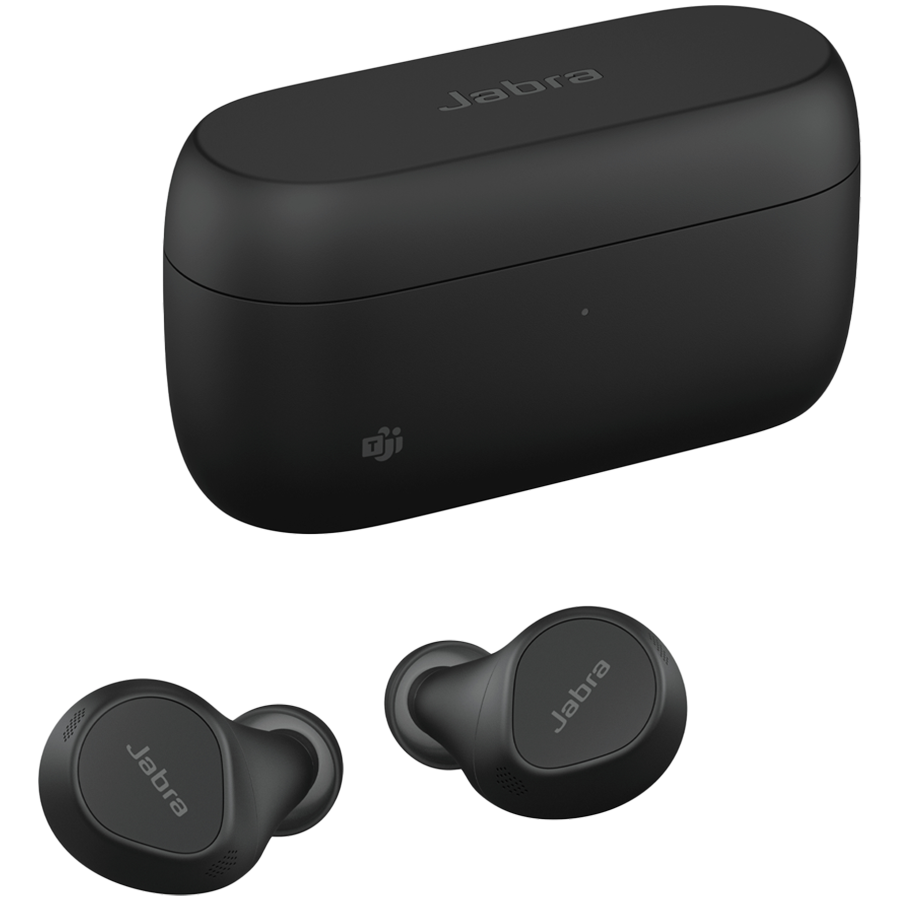 JABRA EVOLVE2 Buds MS, Cradle USB-C MS, Link 380 BT adapter USB-C MS, 30 cm USB-C to USB-A cable, Ear gels, USB-A to USB-C adapter, warranty