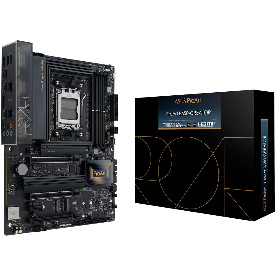ASUS PROART B650-CREATOR AM5 ATX osnovna plošča - AMD B650, 4xDDR5, 3xM.2, 4xSATA, 2.5Gb + 1Gb LAN, 1xHDMI, 1xUSB Type-C (podpora DP), Aura Sync