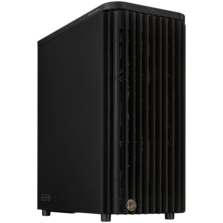 ASUS ProArt PA401 Wood Edition ATX računalniško ohišje, kovinska stranica, 1x 120 mm in 2x 160mm pred-nameščeni ventilatorji, podpora za USB 20Gbps