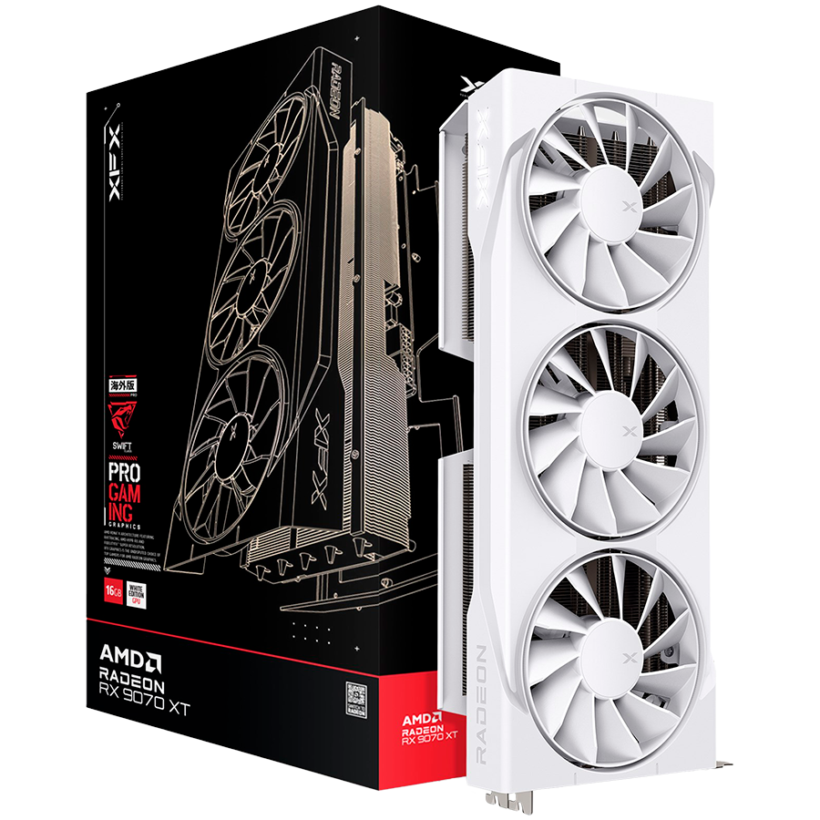 Componente PC - XFX Swift AMD Radeon RX 9070XT White Triple fan Gaming Edition with 16GB GDDR6 HDMI 3xDP, AMD RDNA 4