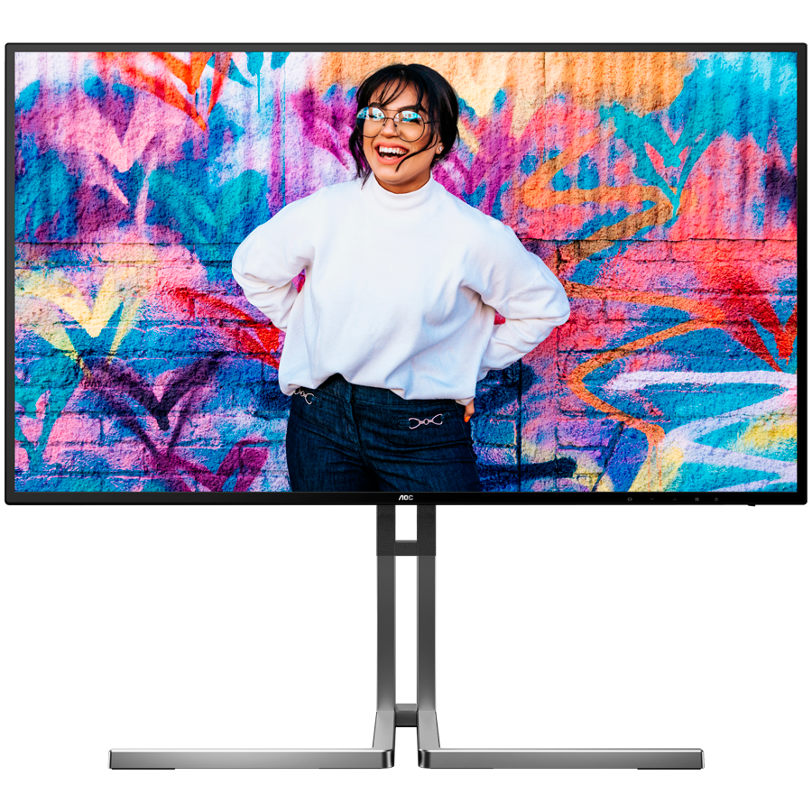 AOC U27U3CV profesionalni monitor - 68.6cm (27"), 4K UHD (3840 x 2160), Nano IPS, 60Hz, 4ms (GTG), HDR400, USB-C 96W, USB razdelilnik, KVM, LAN RJ45, 2x HDMI 2.0, 1x DP 1.4