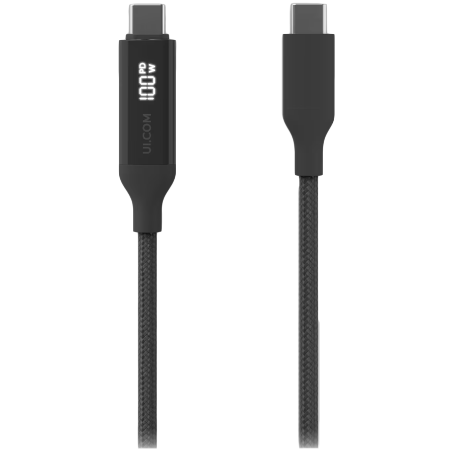 Ubiquiti UACC-Cable-USB-100W-1M-BK USB-C Cable with Charge Display, 100W max power output, 480 Mbps max data transfer rate (0.3 / 1 / 2 m length only)