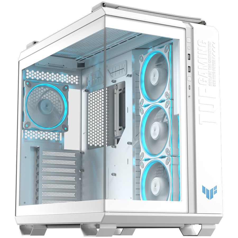 ASUS TUF Gaming GT502 Horizon ARGB ATX računalniško ohišje, kaljeno steklo, štirje 120mm ARGB ventilatorji, belo