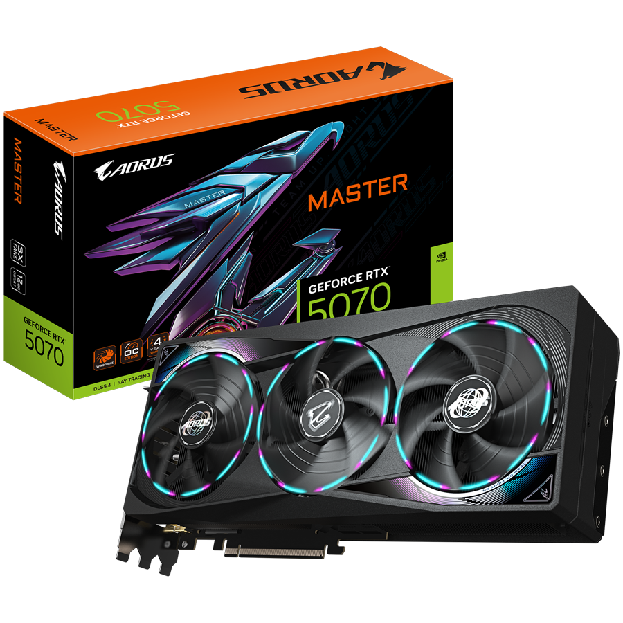 GIGABYTE GeForce RTX 5070 AORUS MASTER 12G GDDR7 grafična kartica, PCIe 5.0, 1xHDMI 2.1b, 3xDisplayPort 2.1b