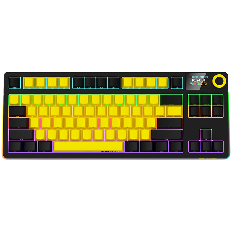 LORGAR KBP70TKLW, Wireless TKL Mechanical Gaming Keyboard Pro, Black/yellow, EN layout