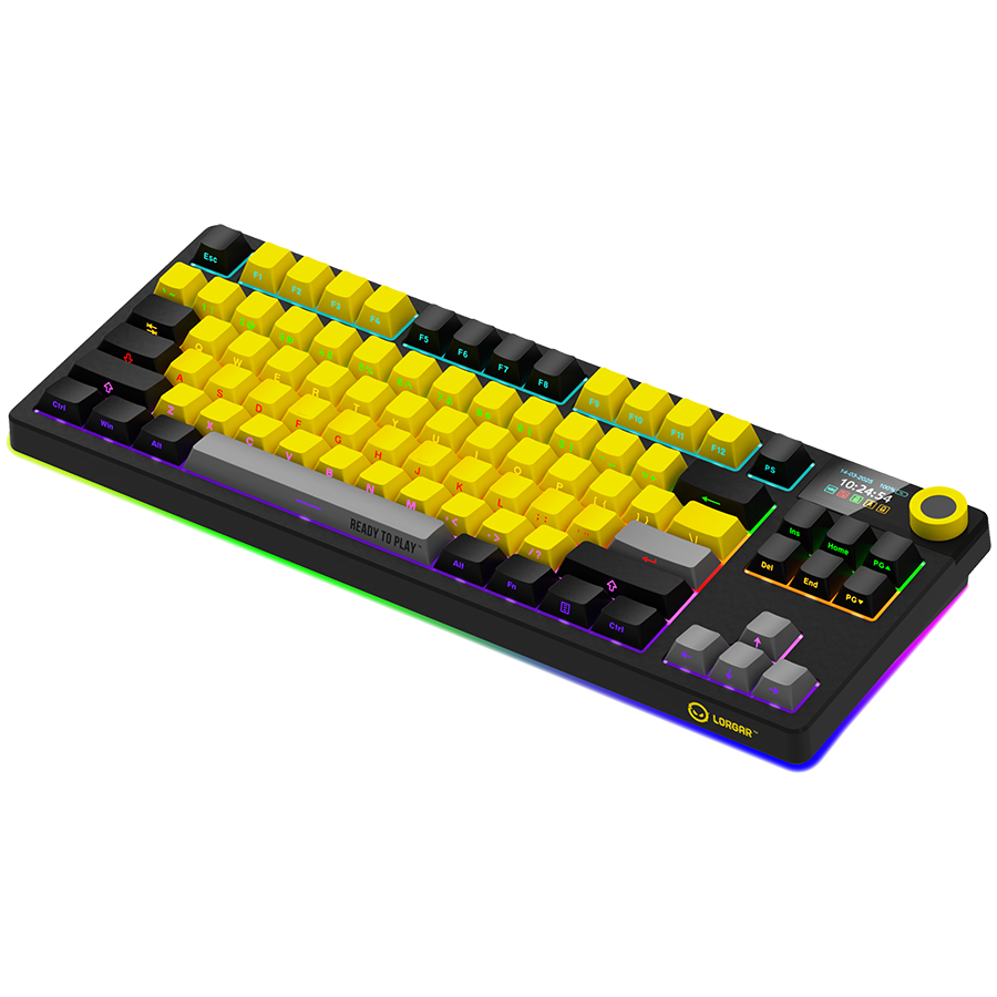 LORGAR KBP70TKLW, Wireless TKL Mechanical Gaming Keyboard Pro, Black/yellow, EN layout