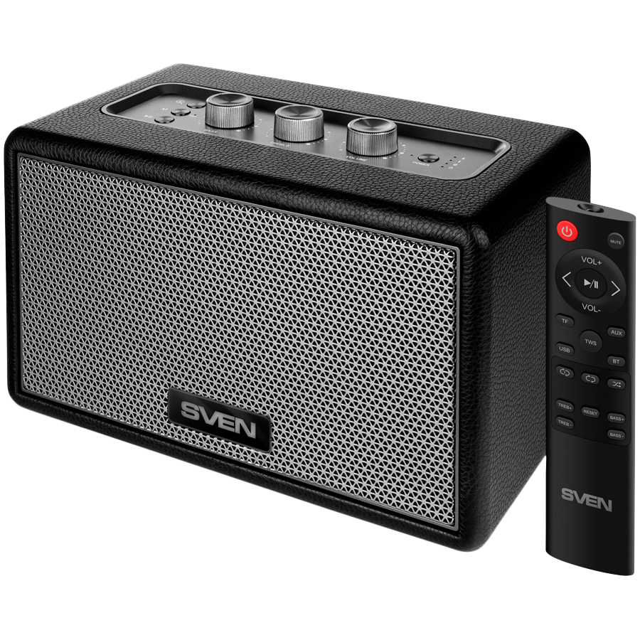 Speaker SVEN HA-950, black, MDF, PU leather (60W, Bluetooth, USB, Micro SD, Remote)