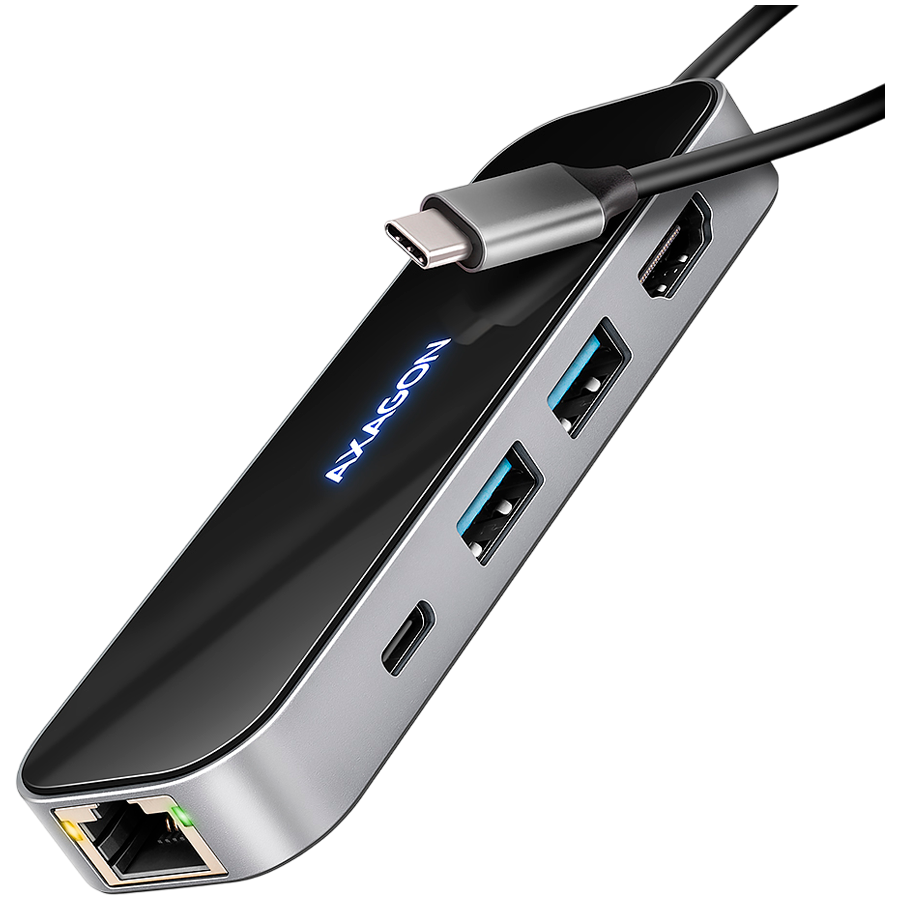 I/O HUB USB-C 6IN1/GLASS 0.2M HMC-6GLN AXAGON