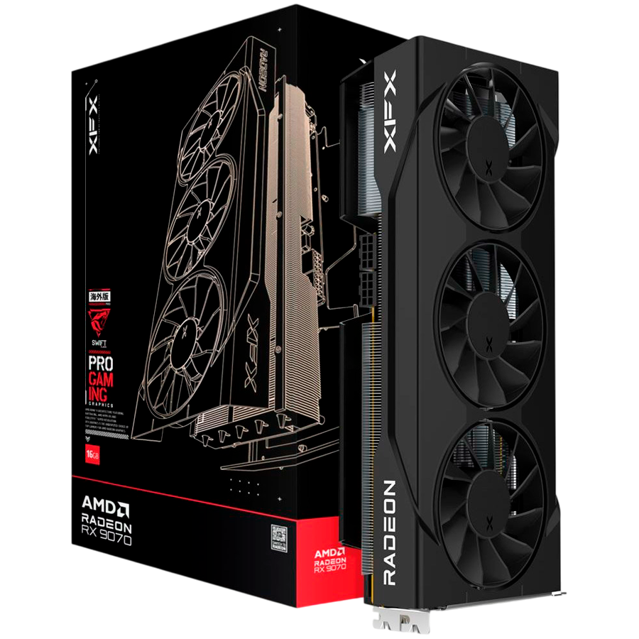 XFX Swift AMD Radeon RX 9070 OC Triple 90mm Fan 16GB GDDR6 256bit HDMI 3xDP