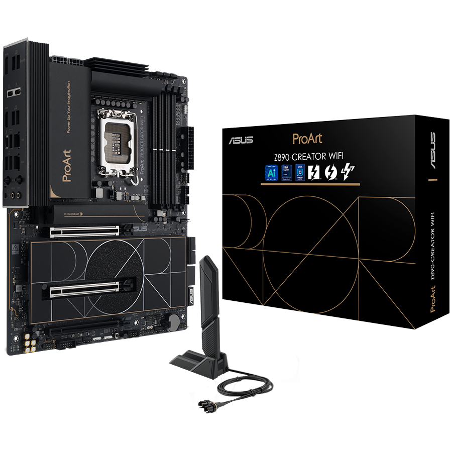 ASUS PROART Z890-CREATOR WIFI LGA1851 ATX osnovna plošča - Intel Z890, 4xDDR5, 5xM.2, 4xSATA, 10Gb + 2.5Gb LAN, WiFi 7, BT, 1xHDMI, 2xTB 5 porta (USB Type-C), 1xTB 4 port (USB Type-C)