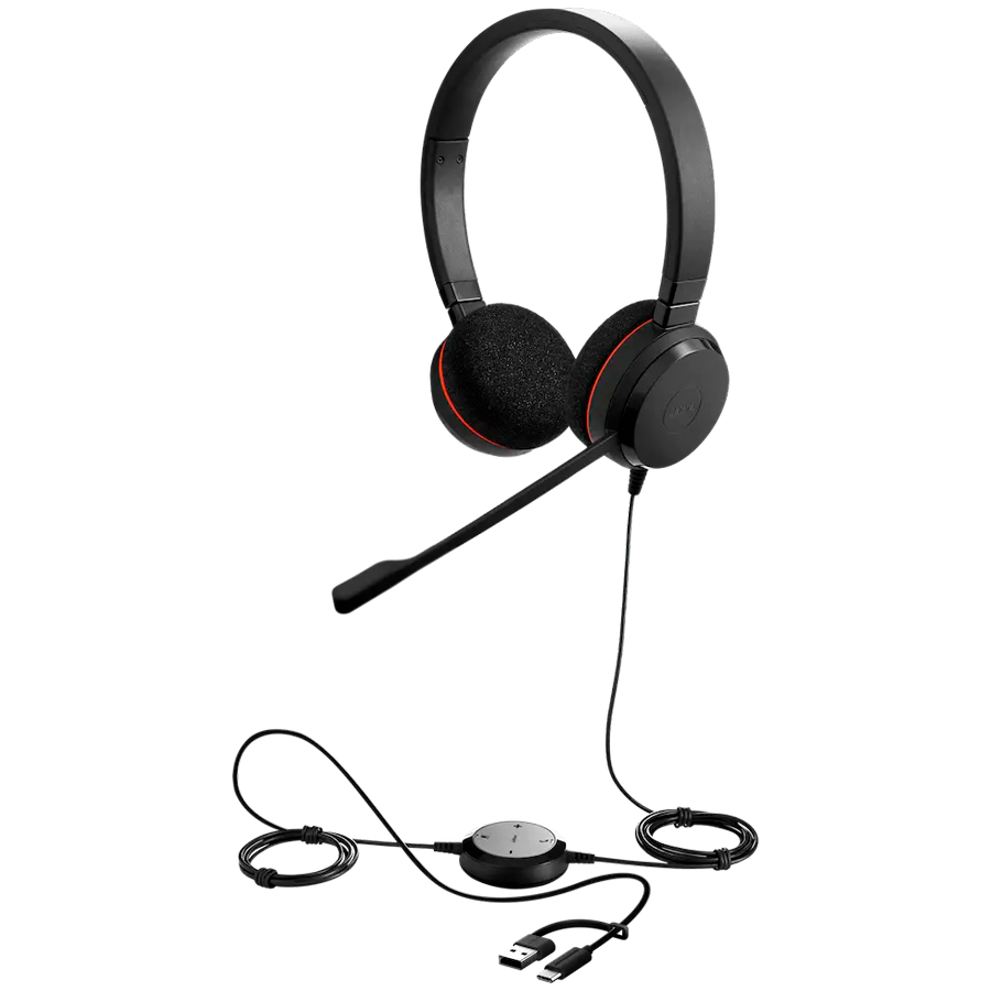 Jabra Evolve 20, Stereo UC, USB C/A adapter