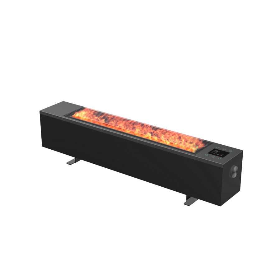 AENO Premium Eco Smart Space Heater, 2000W, 2 power steps, Convection heating type, REAL FIRE effect (12 colors, 100+h), Humidification, Smart Heating, LED color display, Voice control, Water tank 2L, Plug type: EU (E/F), BLACK, Made in Poland