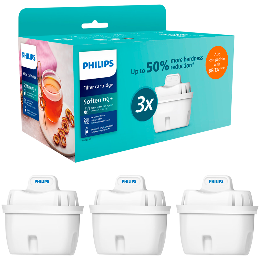 PHILIPS Filter uložak za bokal AWP230P3/31 Softening+, 150 l, 3 kom, kompatibilan sa BRITA Maxtra