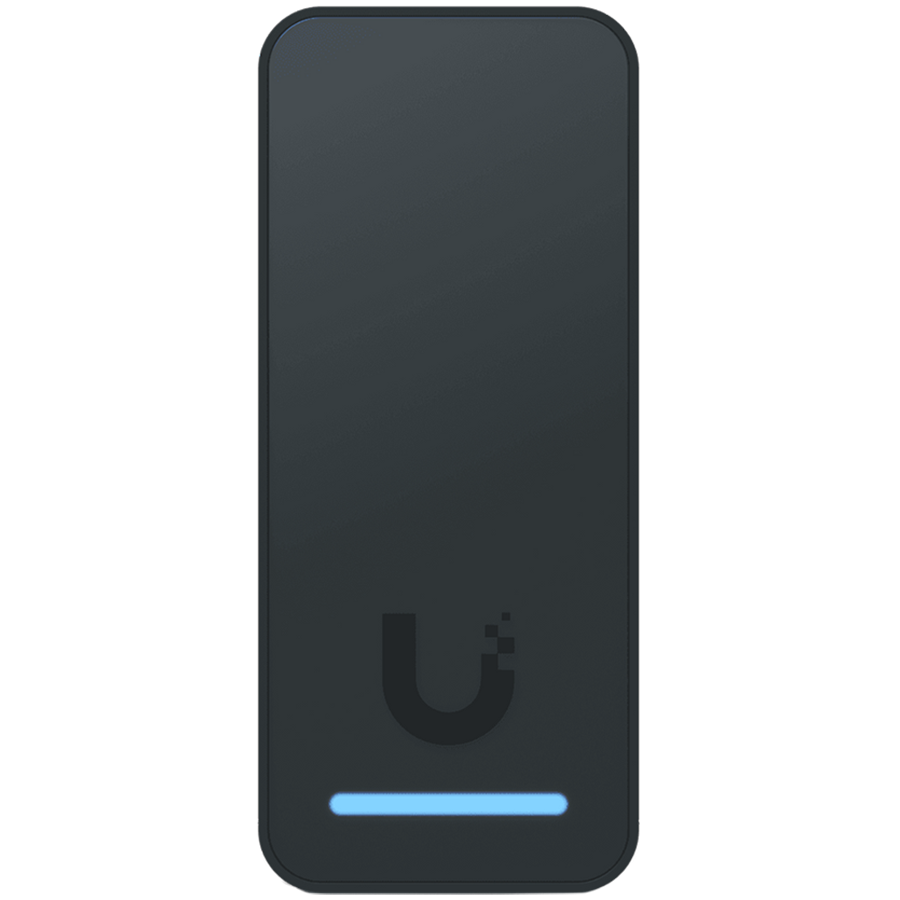 Compact, second-generation NFC card reader and request-to-exit device that supports hand-wave door unlocking.