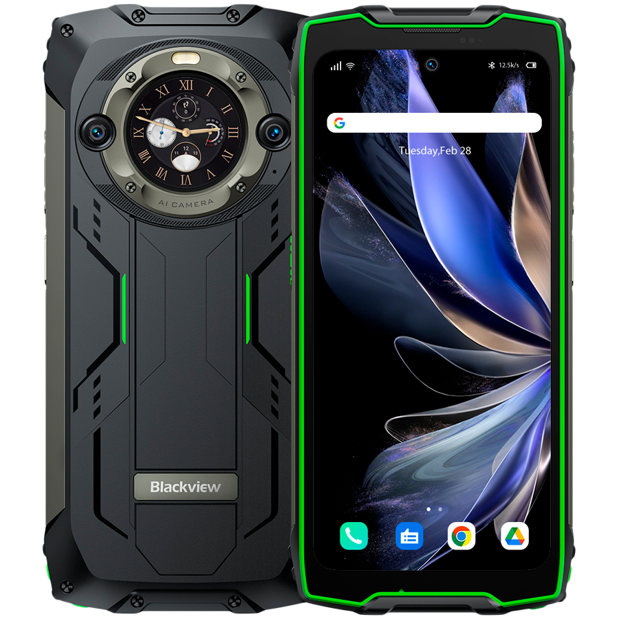 Blackview Rugged BV9300Pro LTE 6.7" FHD+IPS 1080x2388 120Hz Corning 5 12GB+256GB MT6789V G99 Dual-display CAM Front 32MP Rear 64MP+8MP IP68/IP69K Waterproof NFC Fingerprint 15080mAh NO Charger Android 13 up to 15 Green