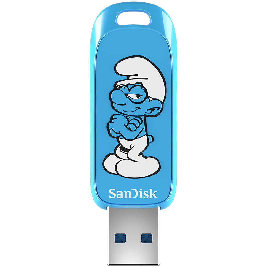 SANDISK USB 3.2, Ingot Type-A, 130MB/s, Brainy Smurf Edition, 4x6 Blister, Global