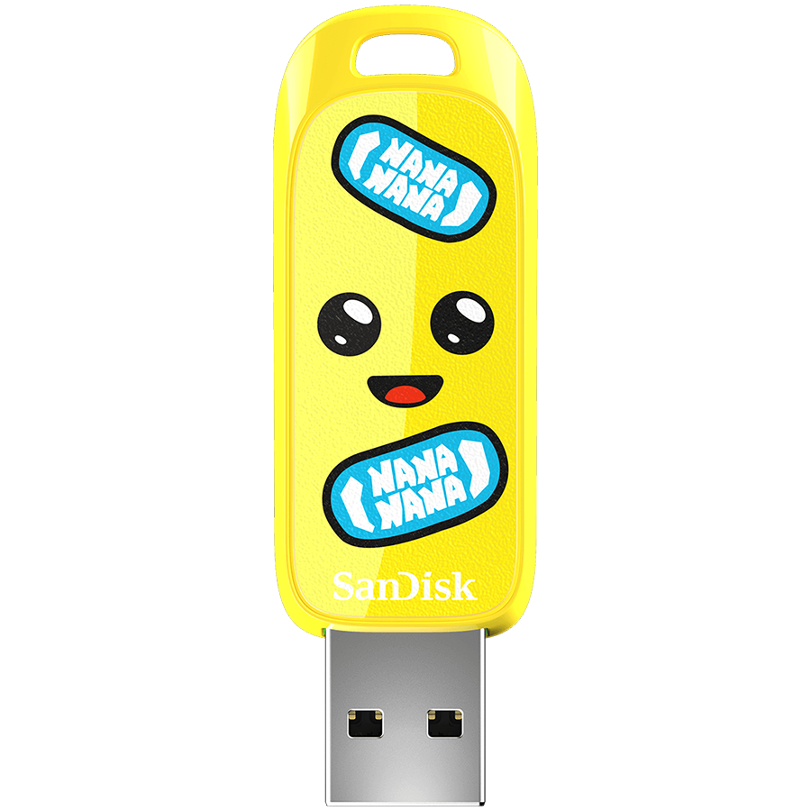 SANDISK USB 3.2, Ingot Type-A, 130MB/s, Fortnite Peely Edition, 4x6 Box with Window, Global