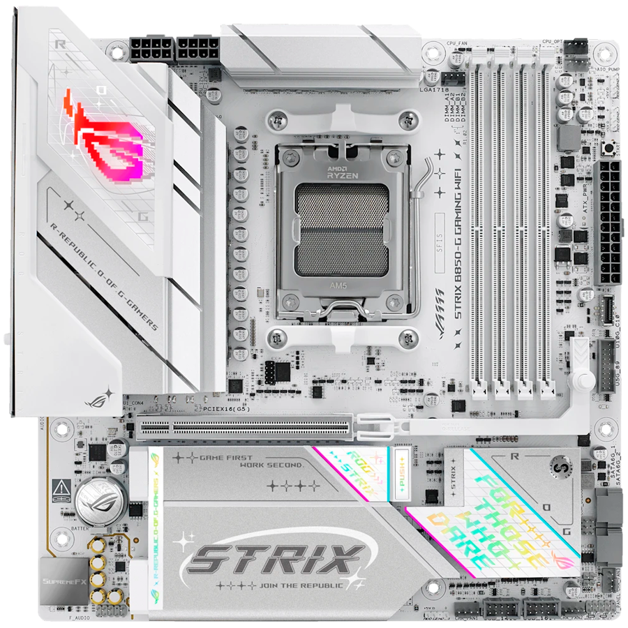 ASUS ROG STRIX B850-G GAMING WIFI AM5 mATX osnovna plošča - AMD B850, 4xDDR5, 4xM.2, 2xSATA, 2.5Gb LAN, WiFi 7, BT, 1xDP, 1xHDMI, Aura Sync