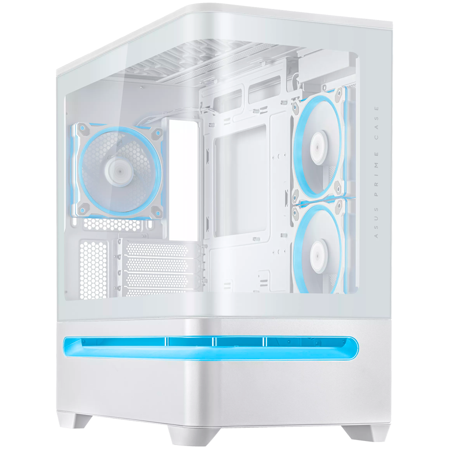 ASUS Prime AP202 ARGB TG mATX računalniško ohišje, kaljeno steklo, trije 120mm ARGB ventilatorji, belo