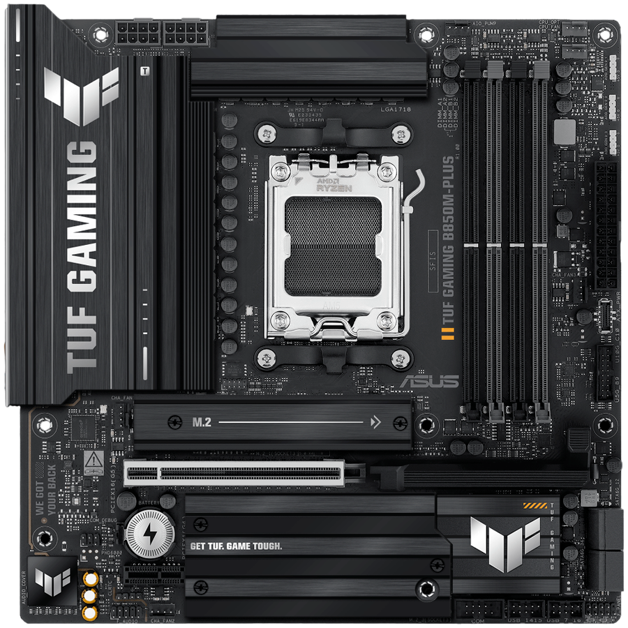 ASUS Main Board Desktop AMD Socket AM5 AMD B850 Chipset 4 x DIMM slots, max. 256GB, DDR5 1 x DisplayPort1 x HDMI port 1 x Wi-Fi module 3 x M.2 slots 4 x SATA m-ATX