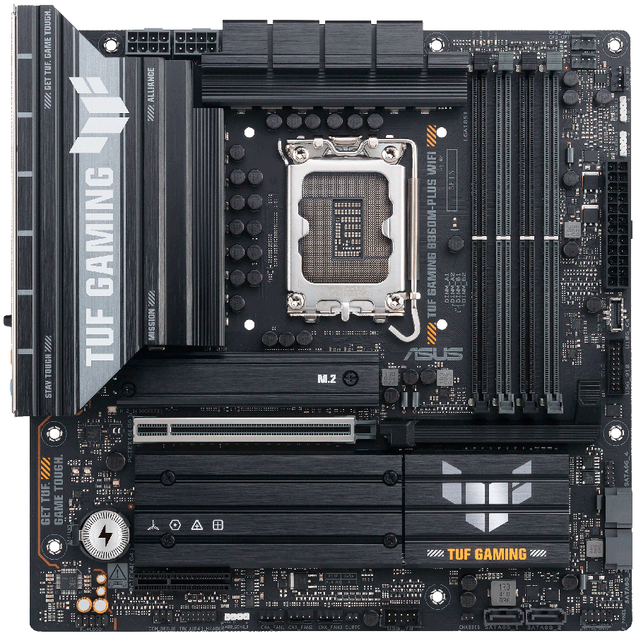 ASUS Main Board Desktop Intel B860 Chipset 4 x DIMM slots, max. 256GB, DDR5 1 x PCIe 5.0 x16 slot 1 x DisplayPort1 x HDMI port 1 x Wi-Fi Module 3 x M.2 slots 4 x SATA mATX Form Factor