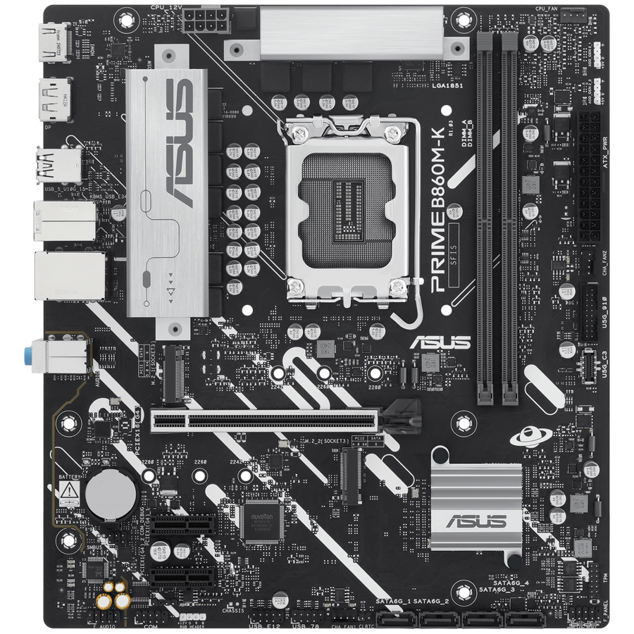 ASUS Main Board Desktop LGA1851 Intel B860 2xDDR5/DDR5 CUDIMM 1xPCIe x16 5.0, 2xPCIe x1, 2xM.2 DisplayPort HDMI mATX