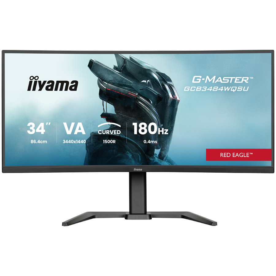 IIYAMA Monitor LED GCB3484WQSU-B1 34" VA 1500R 3440 x 1440 180Hz 21:9 500 cd 4000:1 0.4ms HDMI DP USB HUB Full Ergo