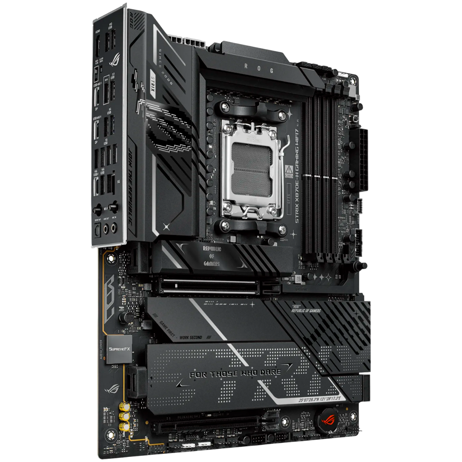 ASUS ROG STRIX X870E-H GAMING WIFI7 AM5 ATX osnovna plošča - AMD X870E, 4xDDR5, 4xM.2, 4xSATA, 5Gb LAN, WiFi 7, BT, 1xHDMI, 2xUSB4 40Gbps porta (USB Type-C), Aura Sync