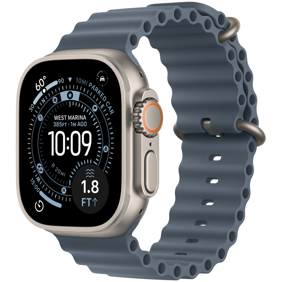Apple Watch Ultra 3 GPS + Cellular 49mm Natural Titanium Case with Anchor Blue Ocean Band,Model A3281