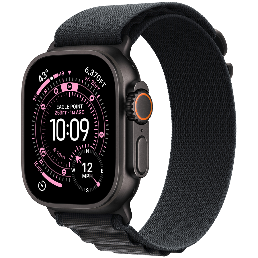 Apple Watch Ultra 3 GPS + Cellular 49mm Black Titanium Case with Black Alpine Loop - Large,Model A3281