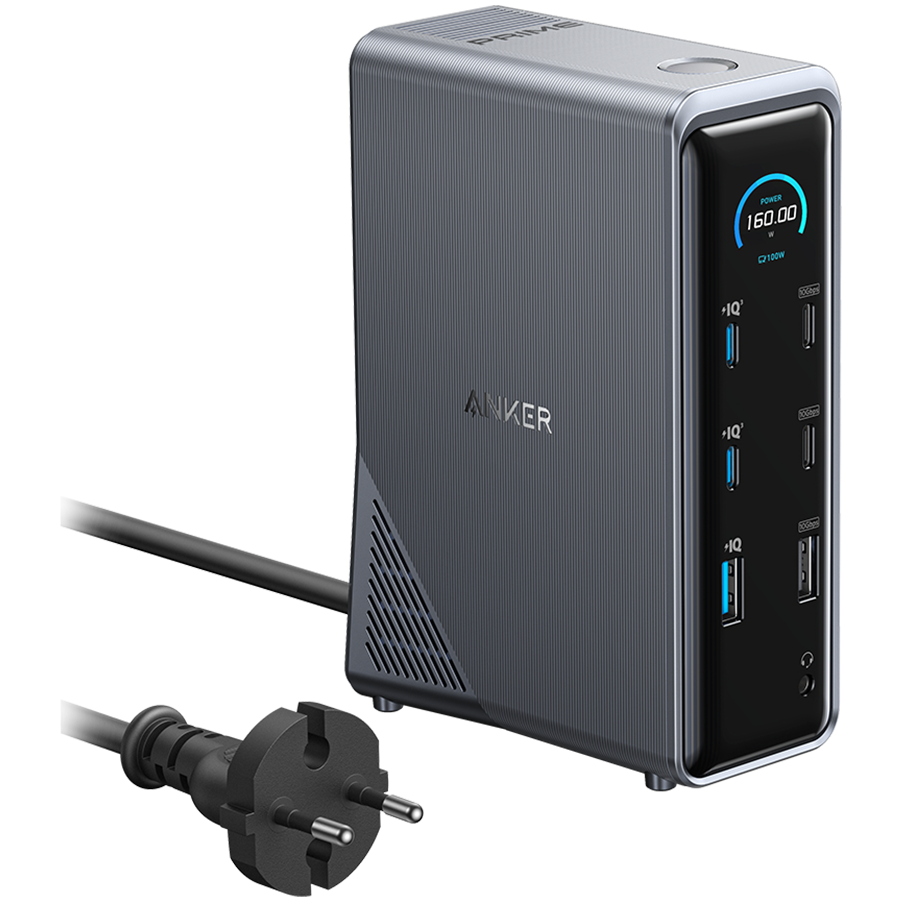 Anker Prime Charging Docking Station (14-in-1, Dual Display, 160W) Gray