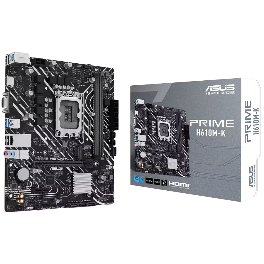 ASUS PRIME H610M-K LGA1700 mATX osnovna plošča - Intel H610, 2xDDR5, 1xM.2, 4xSATA, 1Gb LAN, 1xD-SUB 1xHDMI