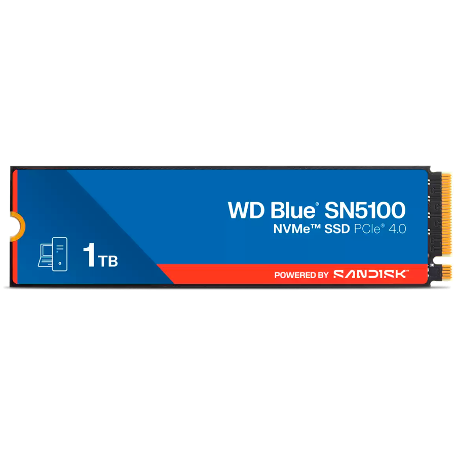 SSD POWERED BY SANDISK WD Blue SN5100 1TB M.2 2280 PCIe Gen4 x4 NVMe QLC 3D, Read/Write: 7100/6700 MBps, IOPS 1000K/1300K, TBW: 600