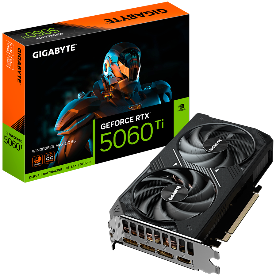 GIGABYTE GeForce RTX 5060 Ti WINDFORCE MAX OC 8G GDDR7 grafična kartica, PCIe 5.0, 1xHDMI 2.1b, 3xDisplayPort 2.1b