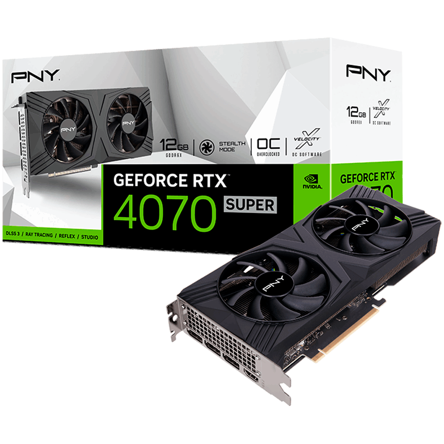 PNY Video Card NVidia GeForce RTX 4070 SUPER 12GB VERTO Overclocked Dual Fan DLSS 3