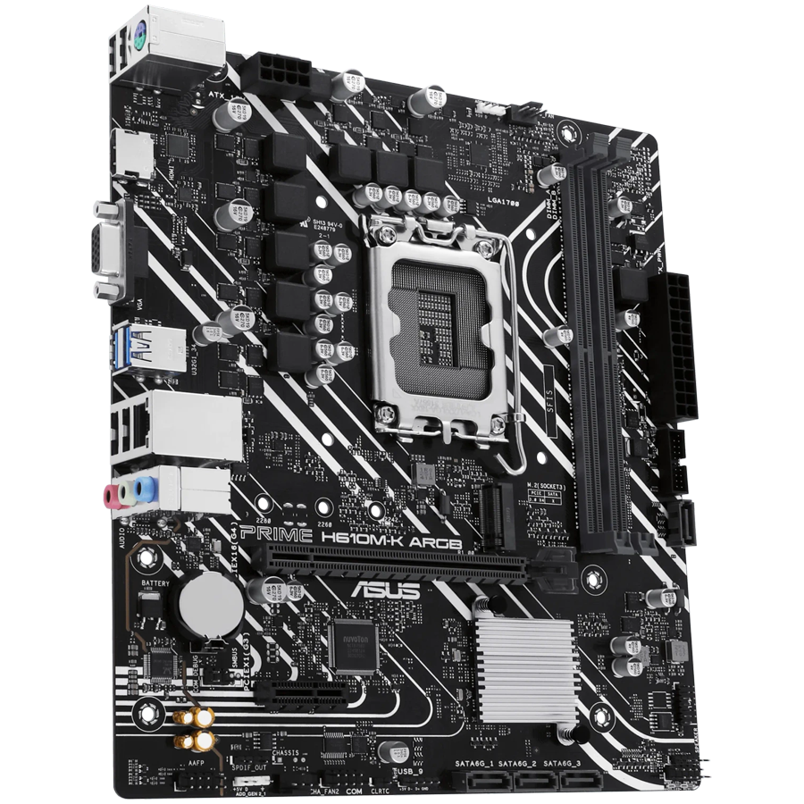 ASUS PRIME H610M-K ARGB LGA1700 mATX osnovna plošča - Intel H610, 2xDDR5, 1xM.2, 4xSATA, 1Gb LAN, 1xD-SUB 1xHDMI