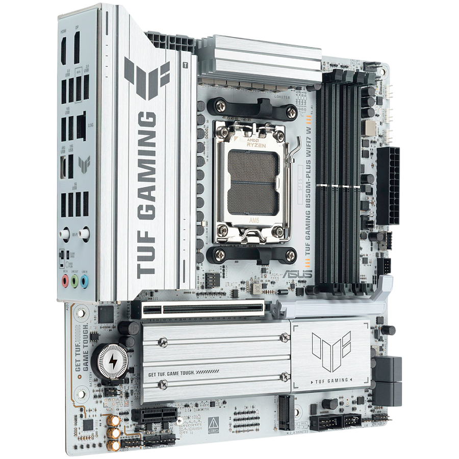 ASUS TUF GAMING B850M-PLUS WIFI7 W AM5 mATX osnovna plošča - AMD B850, 4xDDR5, 3xM.2, 4xSATA, 2.5Gb LAN, WiFi 7, BT, 1xDP, 1xHDMI